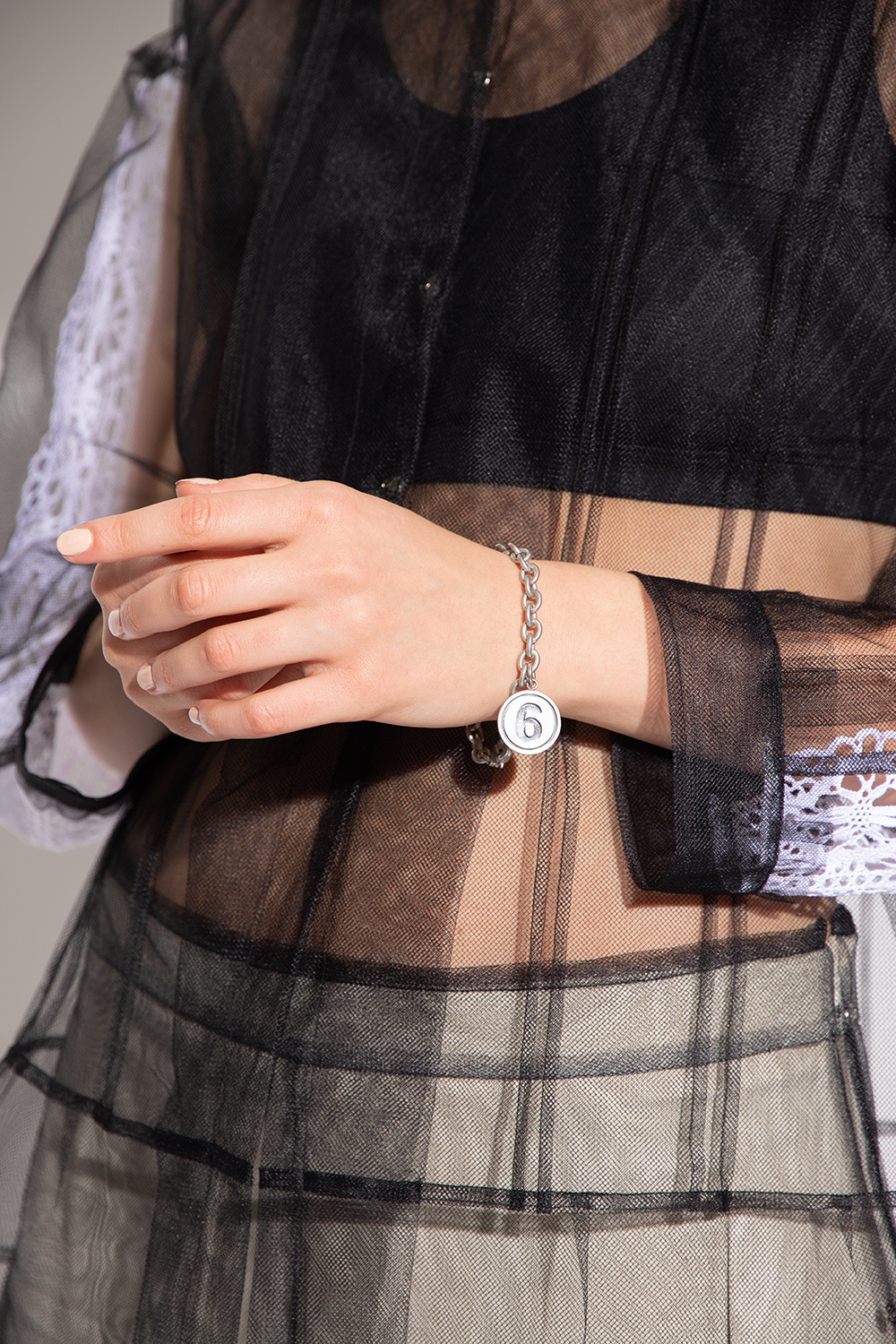 ★MM6 Maison Margiela★ Logo Bracelet Silver SM6UY0054SV0244 MM6 Maison Margiela: Minimal Logo Bracelet | SSENSE